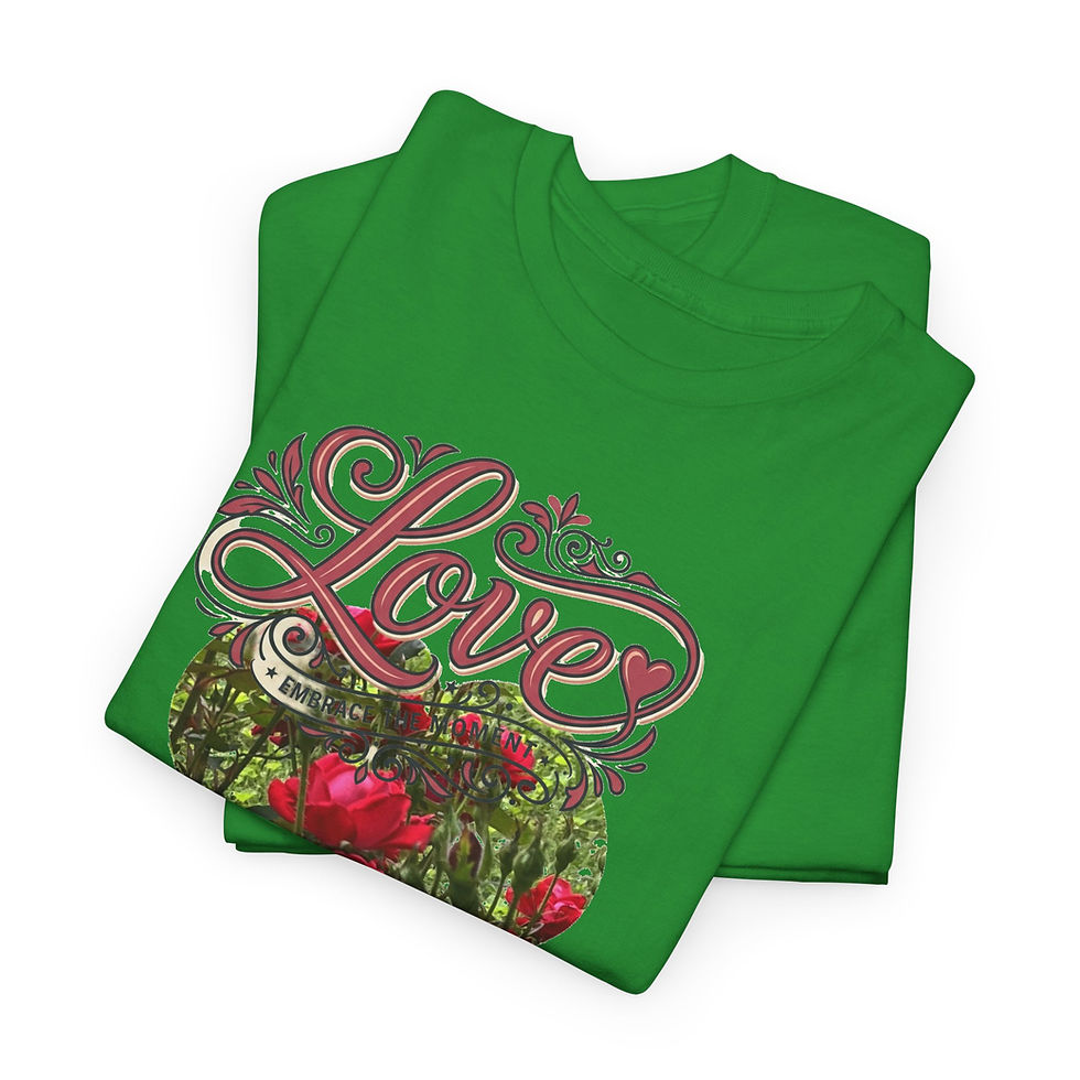 Miniatura: Heart Floral "Love" Tee — Romantic Valentine’s Day Cotton Shirt