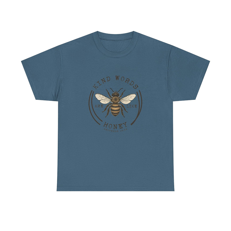 Miniatura: Bee Graphic Tee Heavy Weight— "Kind Words Are Like Honey" Inspirational Cotton