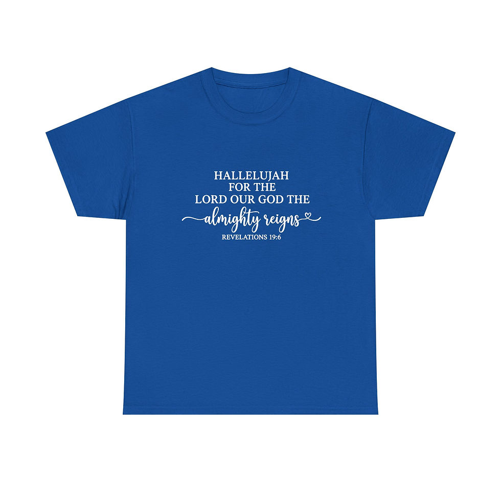 Miniaturebillede: Hallelujah Heavy Weight- Revelation 19:6 Christian Tee
