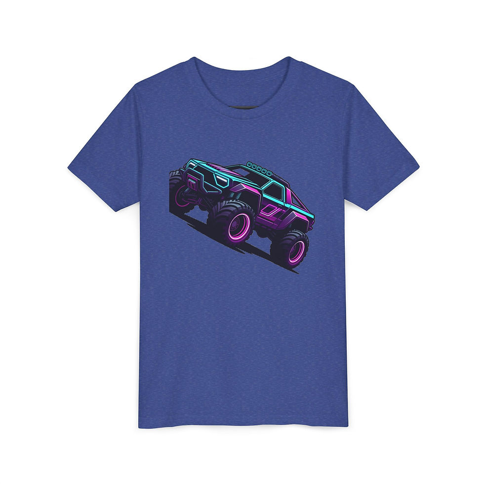 Thumbnail: Youth Tee — Neon Monster Truck Graphic Shirt for Kids