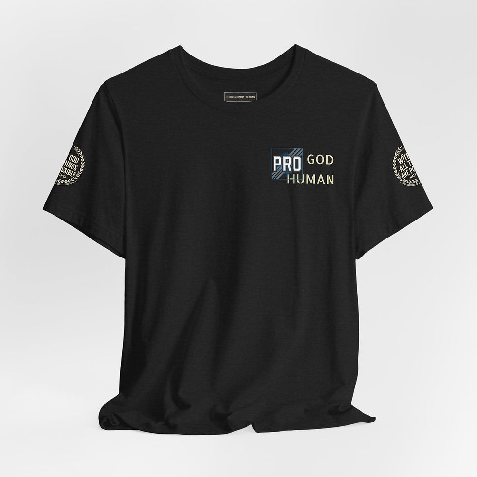 Miniature : Pro Human 'God Human' Graphic Tee — Minimal Faith-Inspired Chest Logo