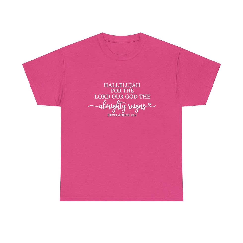 Miniaturebillede: Hallelujah Heavy Weight- Revelation 19:6 Christian Tee