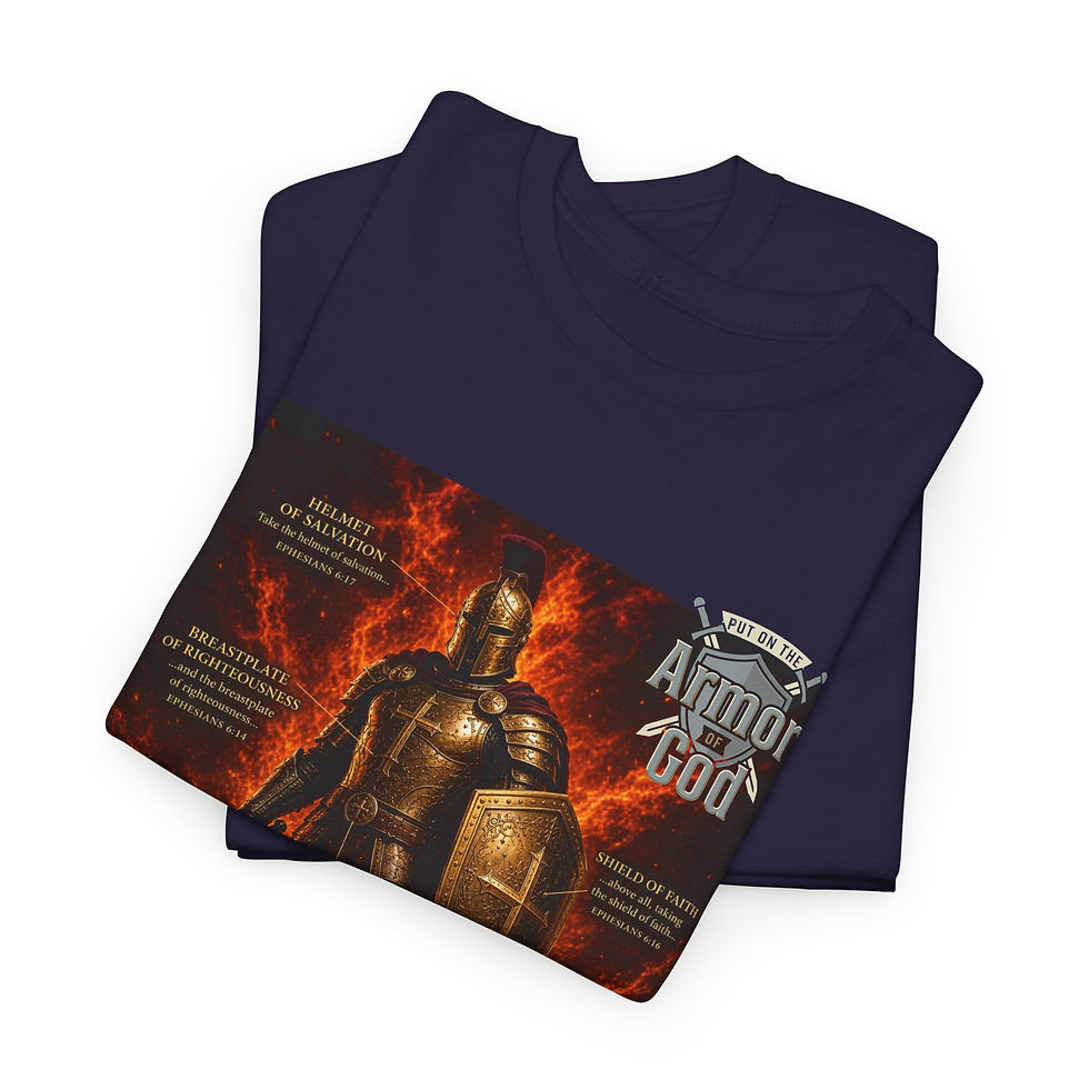 Miniatura: Armor of God Christian Heavy Weight T‑Shirt — Spiritual Warrior Faith Tee
