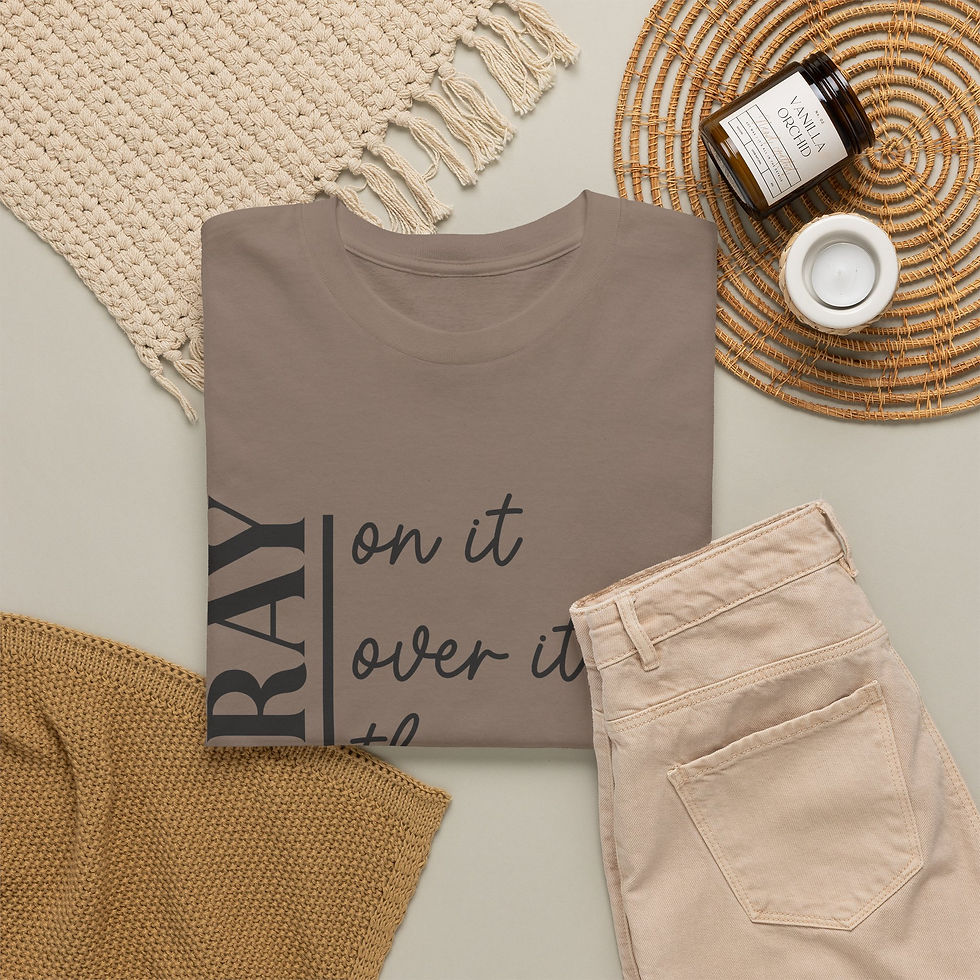 Miniature : Pray On It Over It Through It Heavy Weight T-Shirt — Inspirational Christian Tee