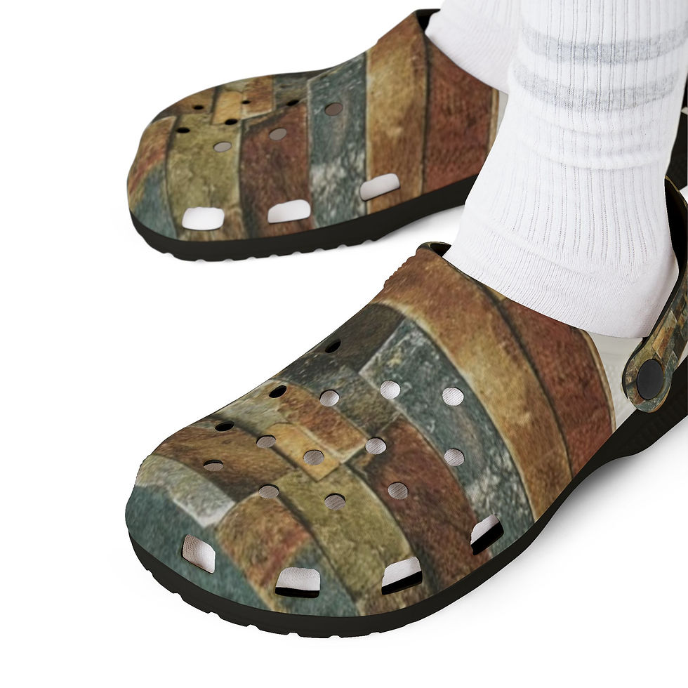 Miniatura: Rustic Brick Pattern EVA Clogs — Comfortable Foam Garden Shoes