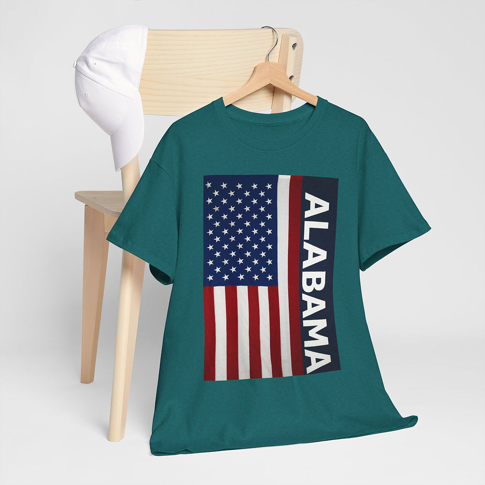 Miniatura: Alabama Flag  Heavy Weight Tee — Vertical USA State Pride T‑Shirt