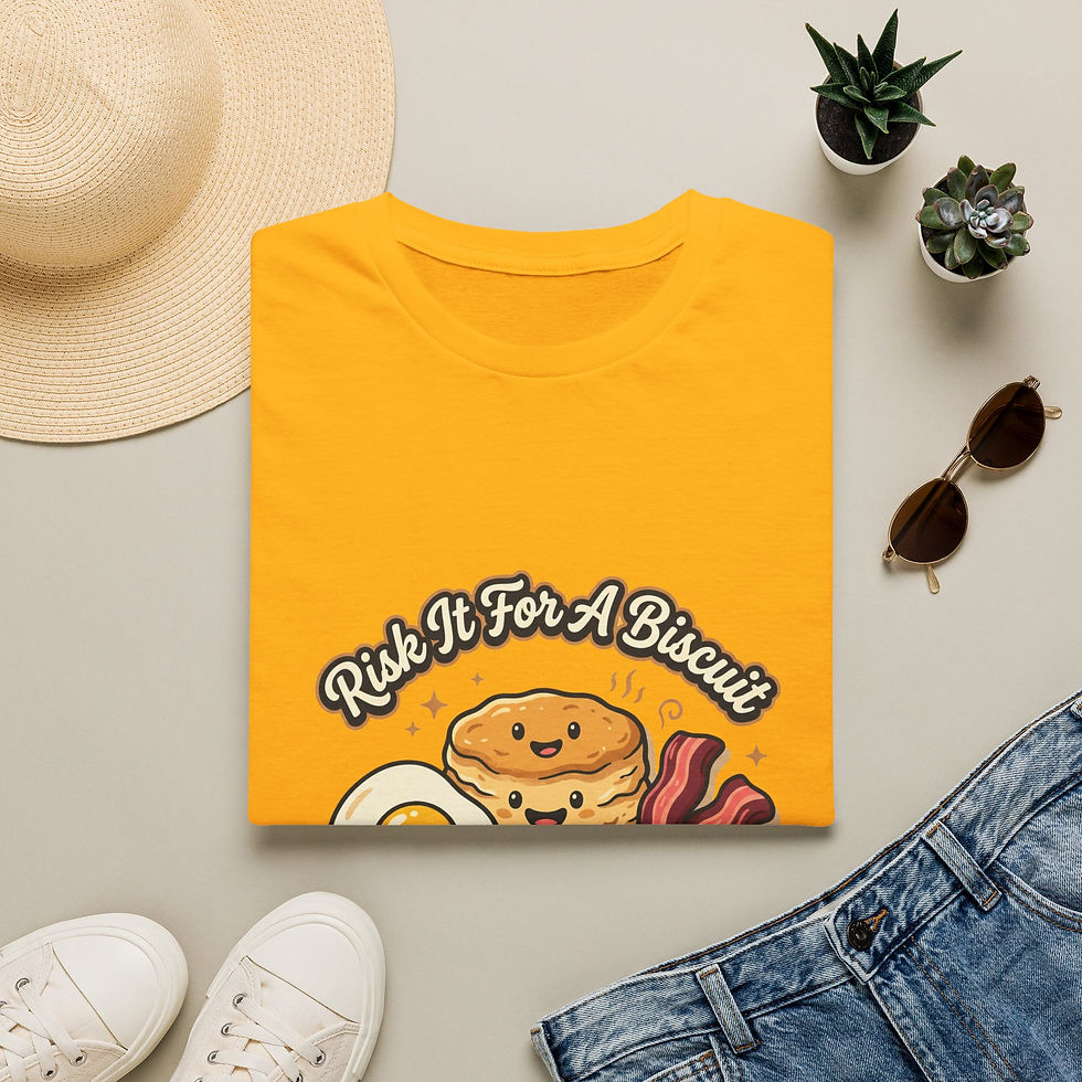Miniaturebillede: T-Shirt — "Risk It For A Biscuit" Cute Breakfast Graphic Tee