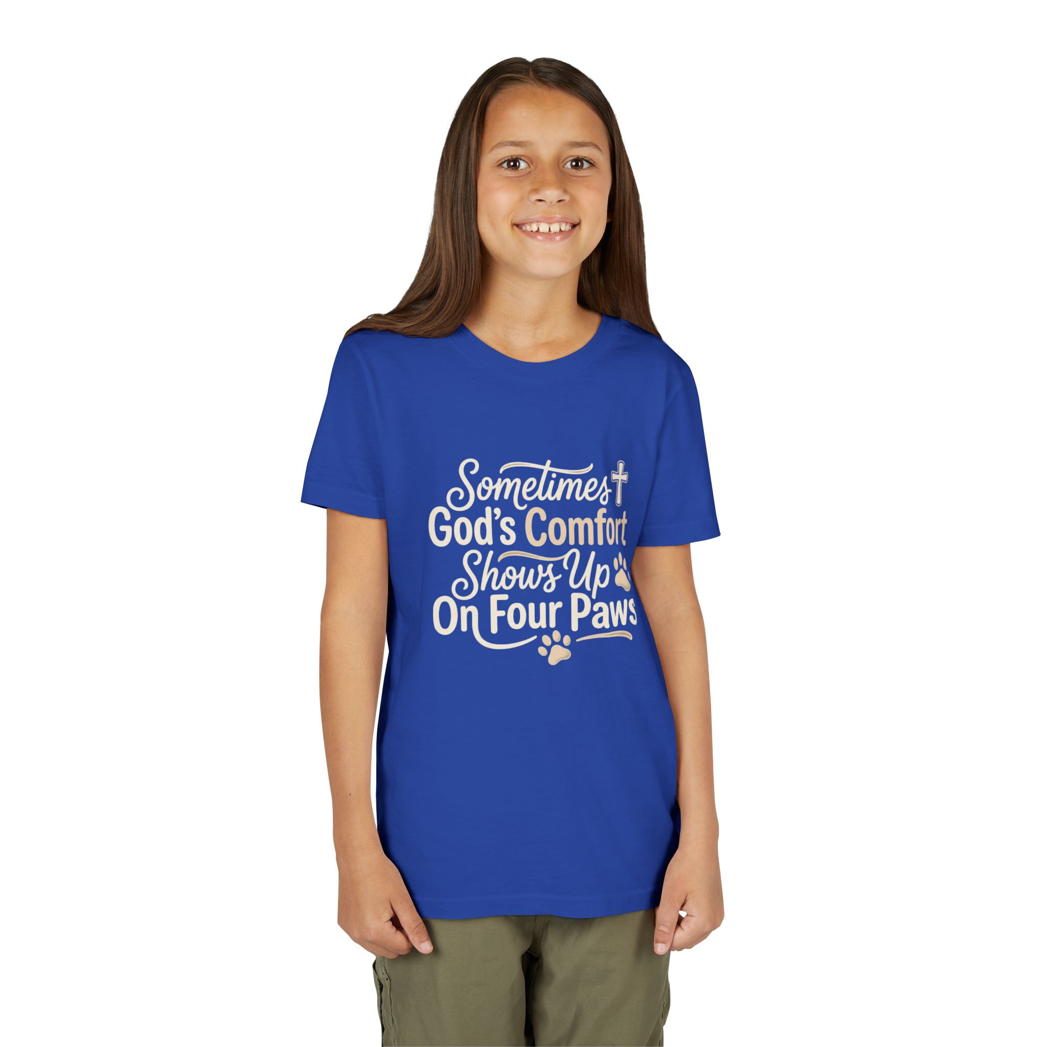 Youth Tee - "Sometimes God’s Comfort Shows Up On Four Paws" Pet-Lover Shirt