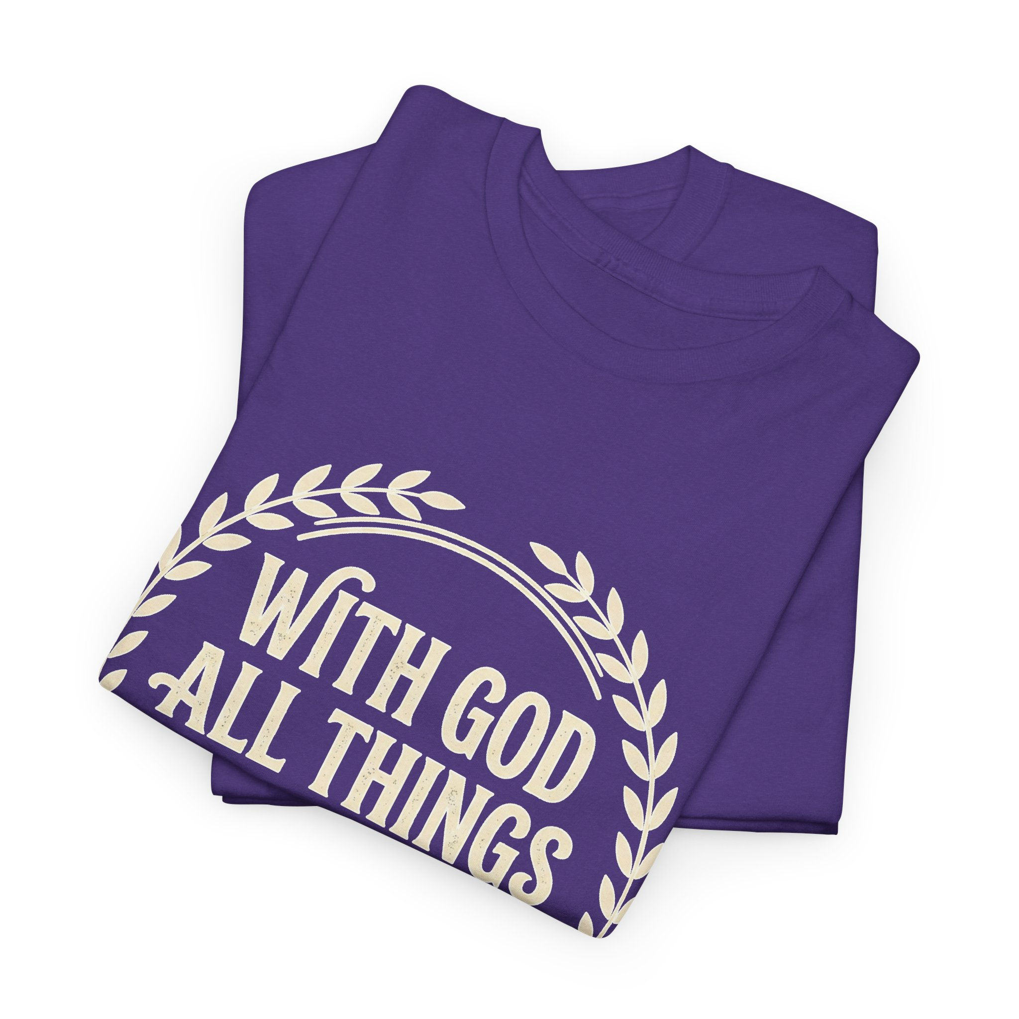 Heavy Weight T-Shirt "With God All Things Are Possible" — Matthew 19:26 Faith T