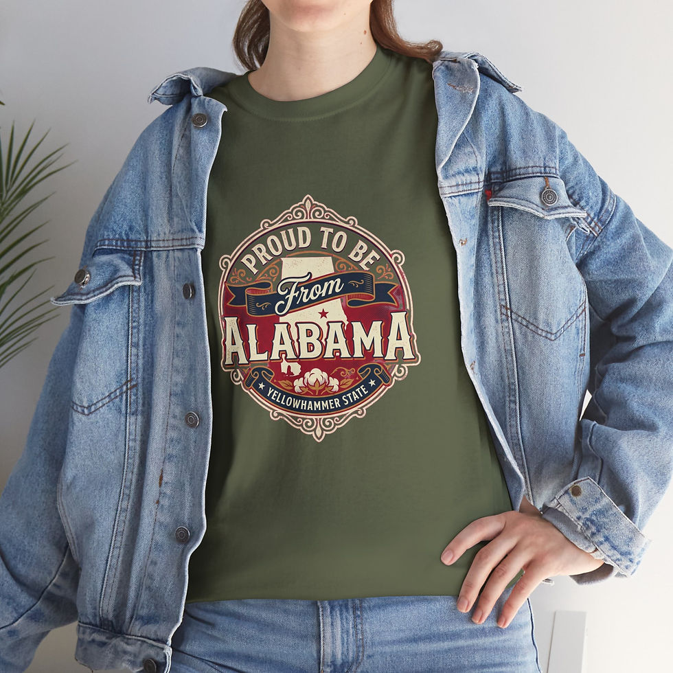 Miniatura: Alabama Retro Souvenir T-Shirt  Heavy Weight— Vintage 'Greetings From Alabama' 