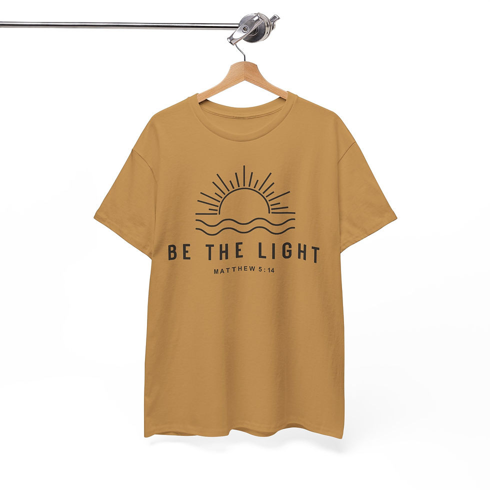 Pikkukuva: Be The Light Heavy Weight T-Shirt — Christian Inspirational Tee (Matthew 5:14)
