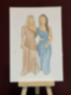 Watercolour illustration of two women