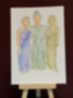 Watercolour illustration of three women