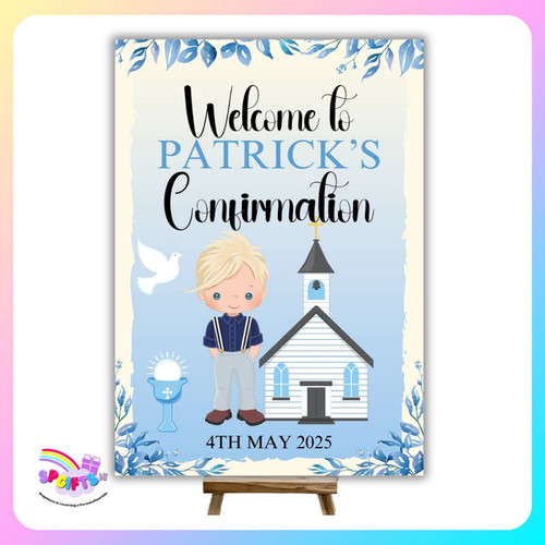 Personalised Boys Confirmation Welcome Sign – Custom Name & Church | SP ...