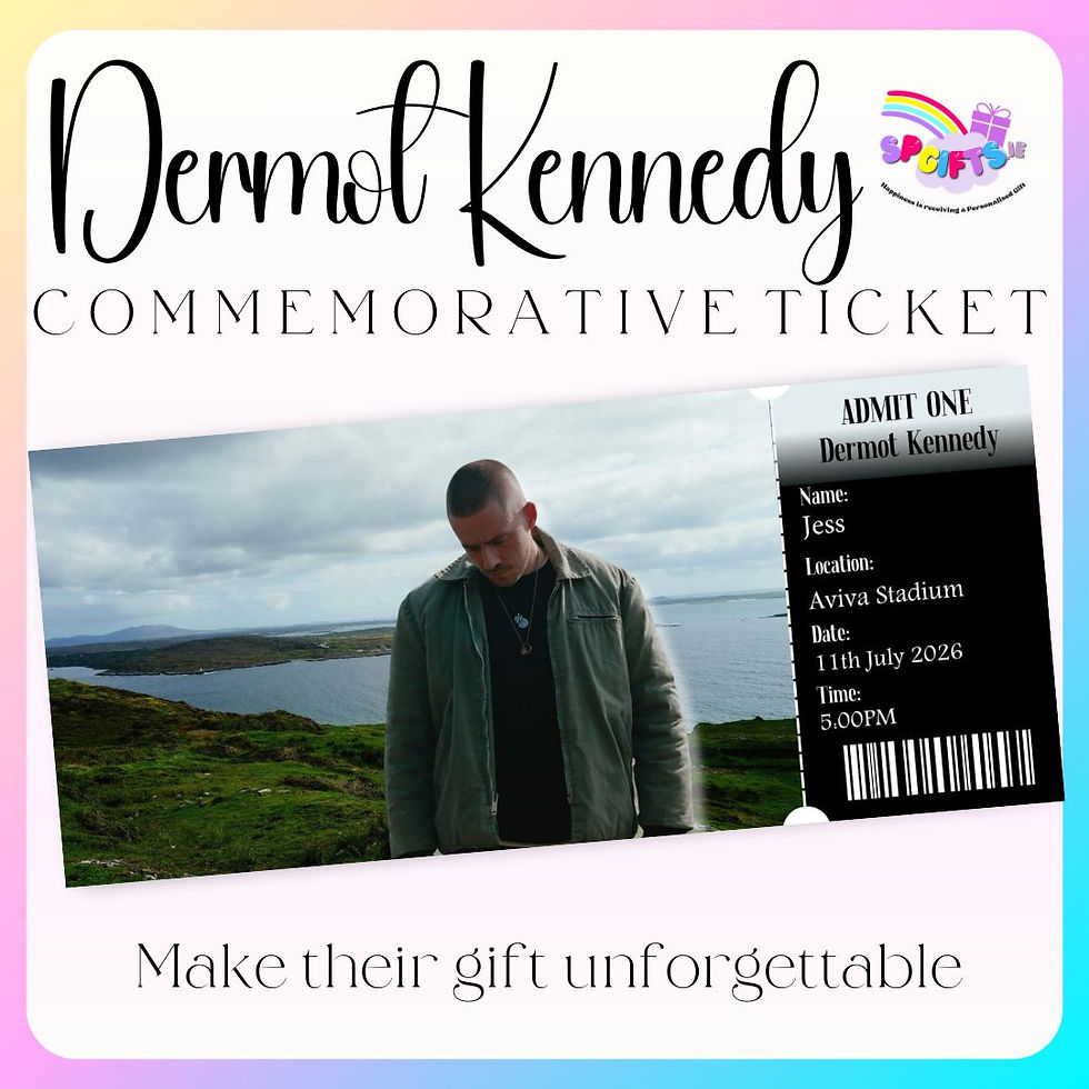Personalised Dermot Kennedy concert ticket keepsake for Aviva Stadium 2026, customised with name, date,