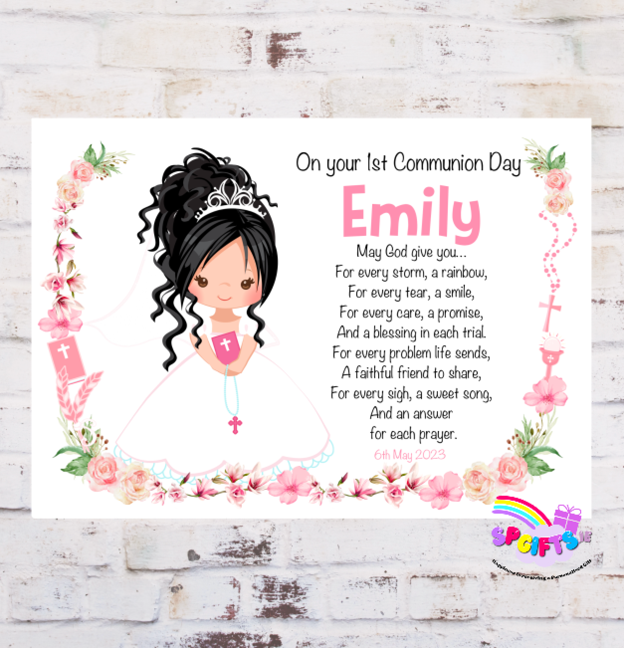 Girls Updo hairstyle Communion a4 Unframed Print