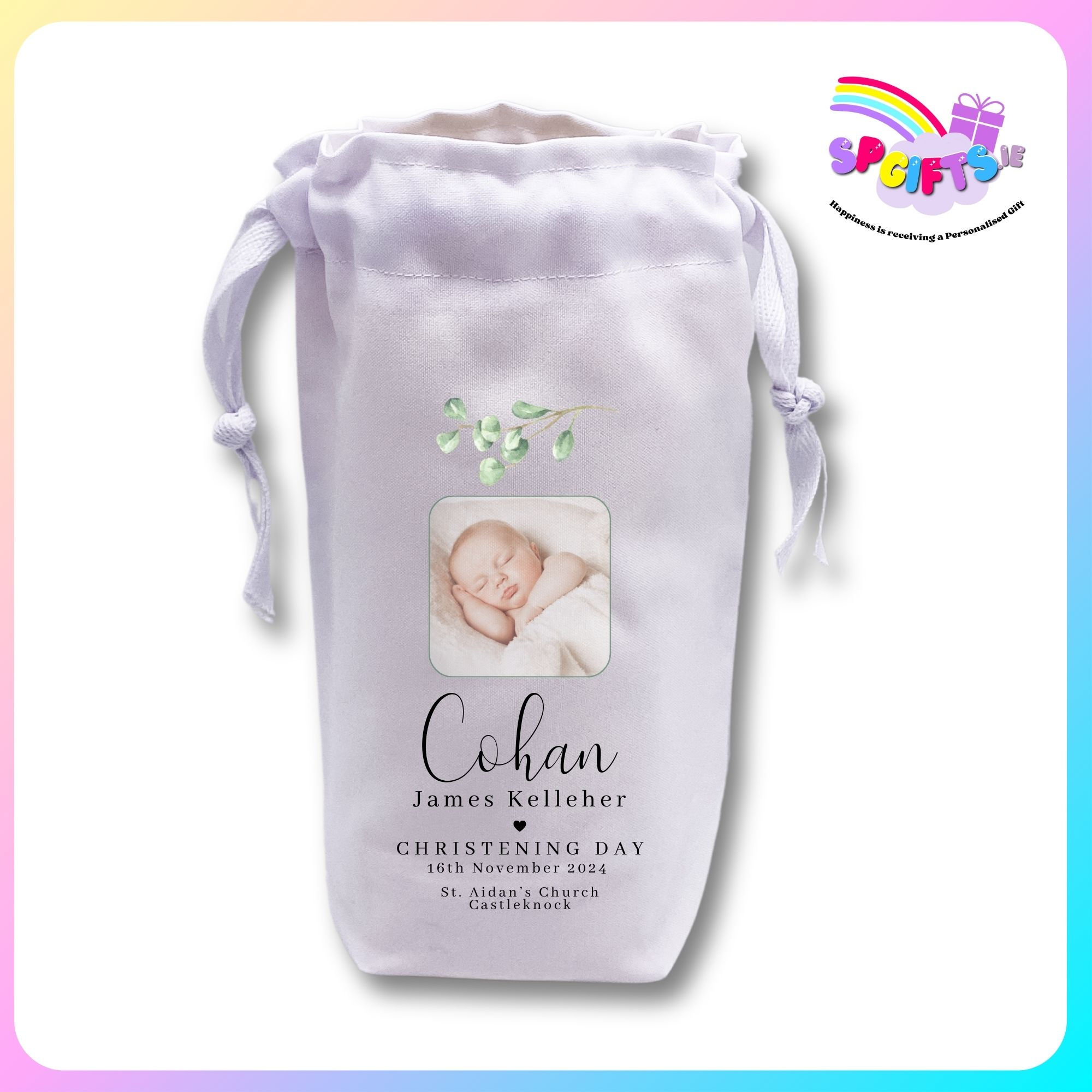 Personalised Christening Candle Bag – Handmade in Ireland