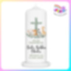 Personalised Safari Christening Candle Ireland with eucalyptus cross elephant tiger zebra giraffe design