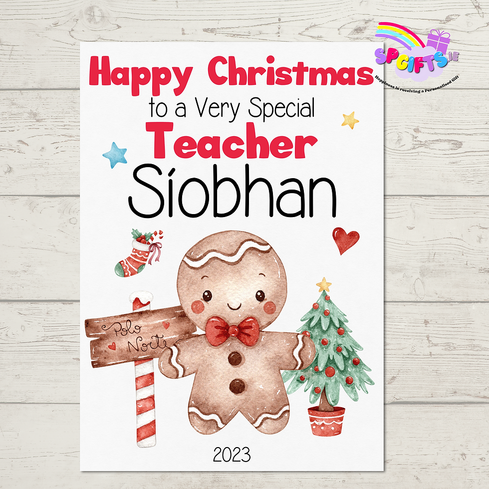 Thank you Teacher Card - Gingerbread man design