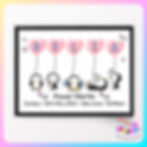 Personalised Cute Giraffe New Baby Print with baby's name and birth details, featuring penguins holding balloons.
