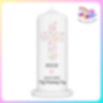 Personalised girl’s christening candle with watercolor dove cross design