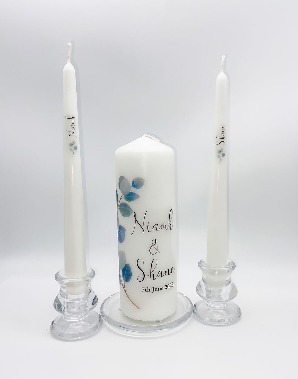 Thumbnail: Eucalyptus Leaves Wedding Unity Candle Set