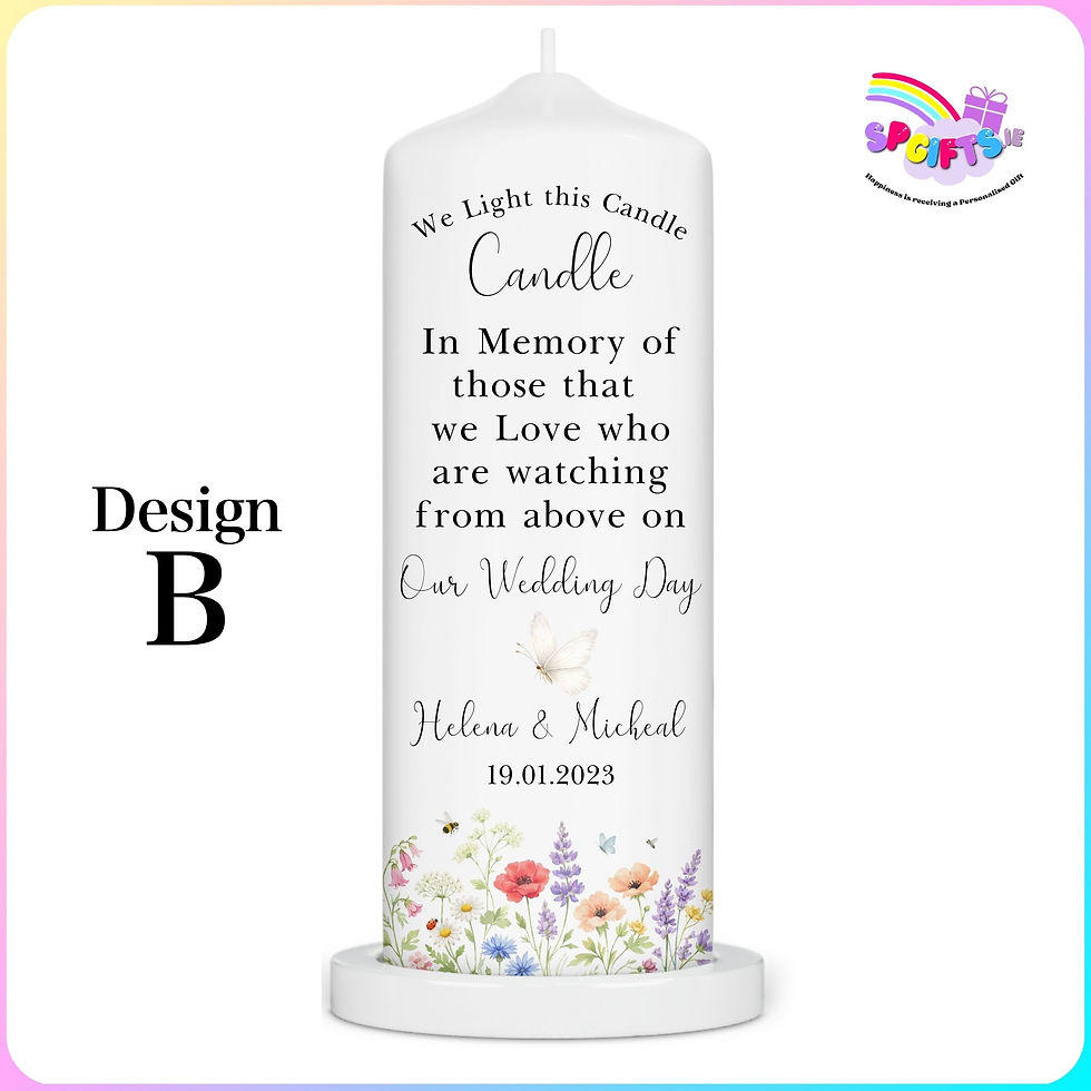 Thumbnail: Wedding memorial candle verse choice B wildflower design personalised in Ireland