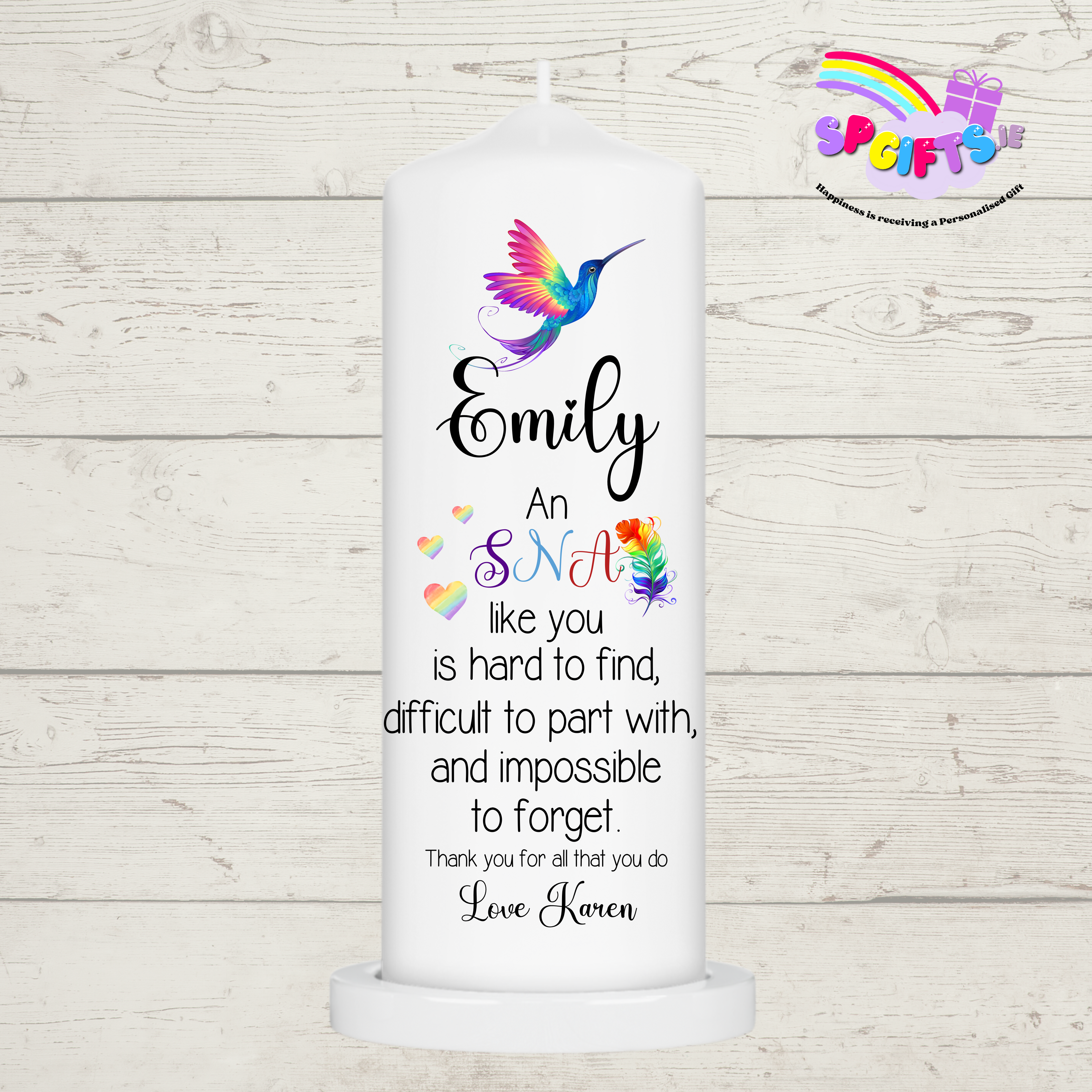 SNA Thank you Candle - Rainbows