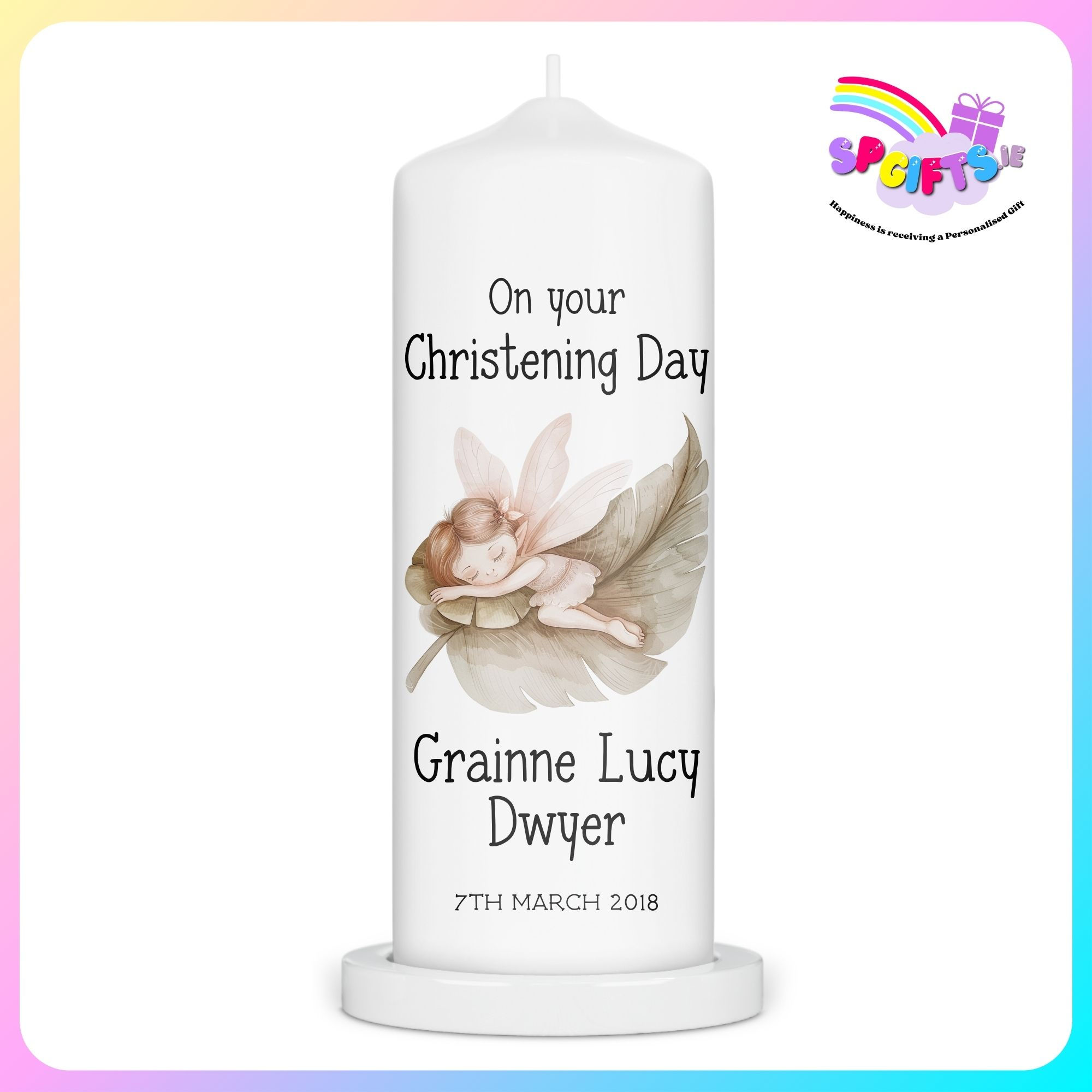 Light up her Christening Day with a Personalised Girls Baptism Candle