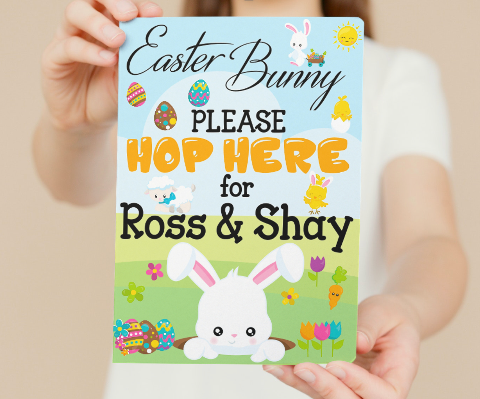 Easter Bunny Please Hop Here Laminated A4 Sign