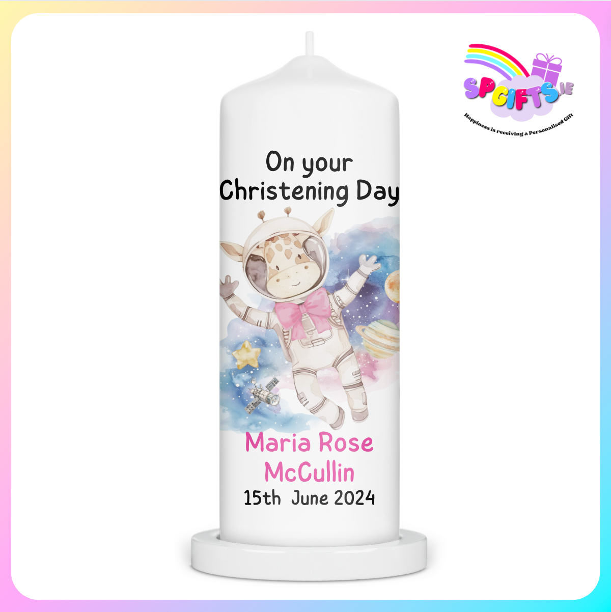 Space Designed Christening Candle