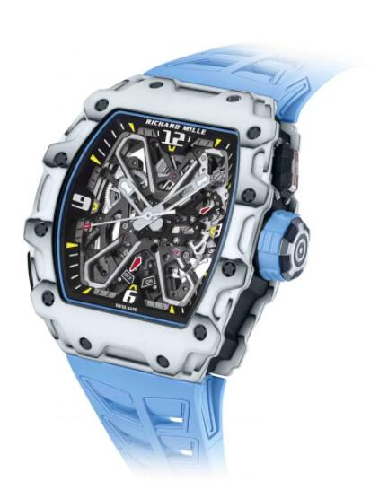 RICHARD MILLE RM 35-03 AUTOMATIC RAFAEL NADAL WATCH WHITE CARBON BLUE RUBBER content media