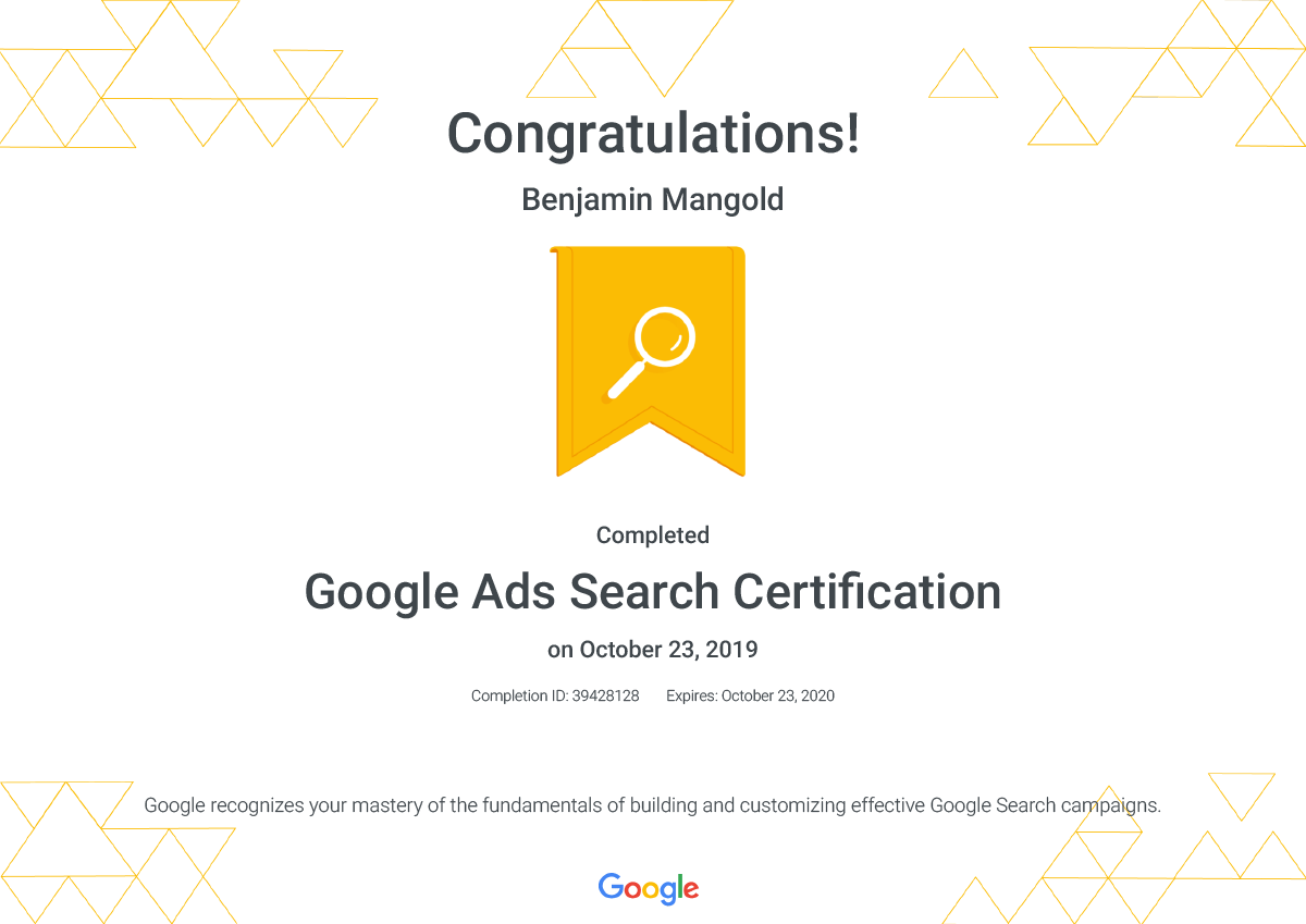 Picture of Google Certificate