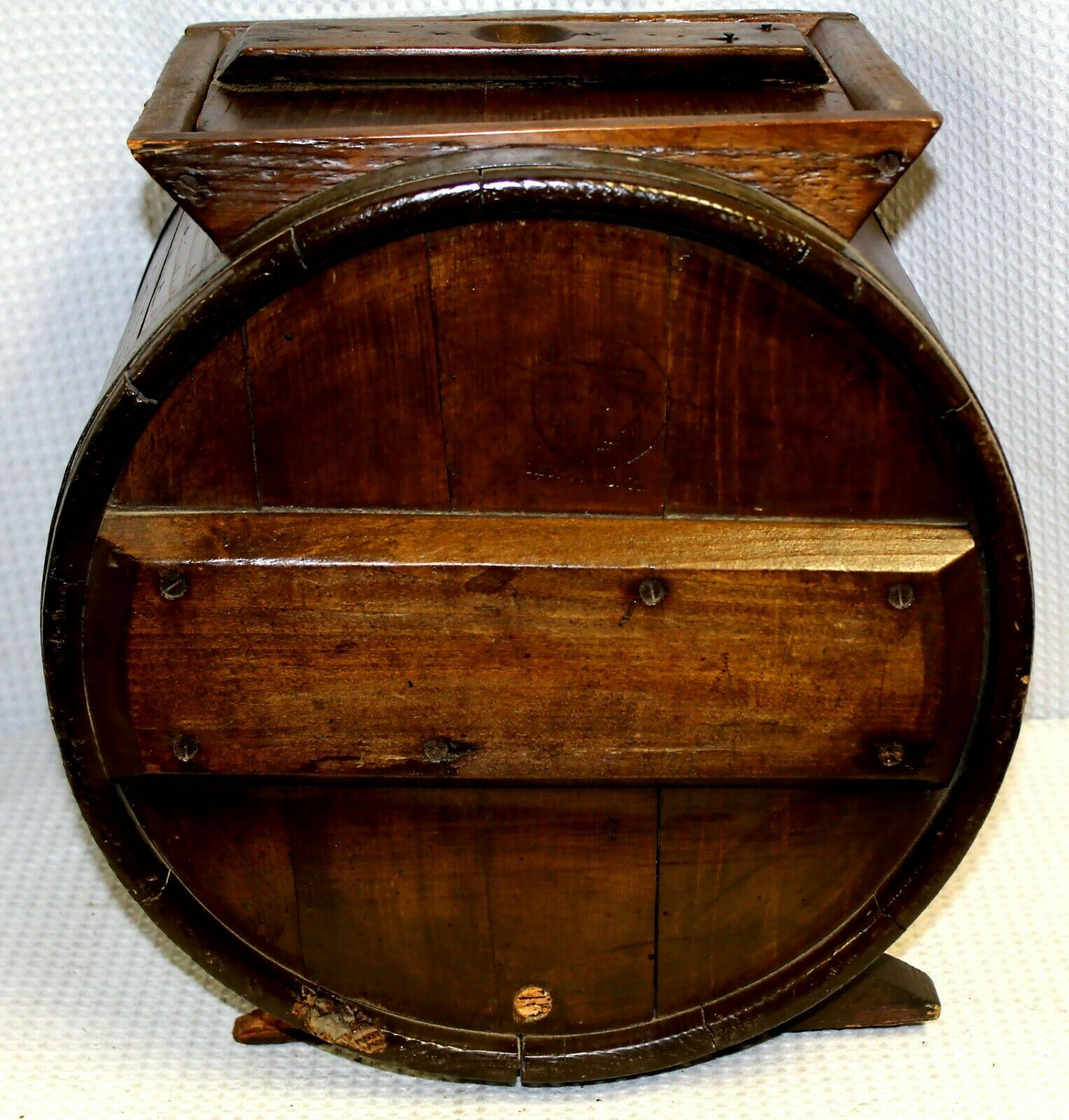 Antique Primitive Cedar Cylinder Butter Churn by R.C.W. Richmond, c. 1920