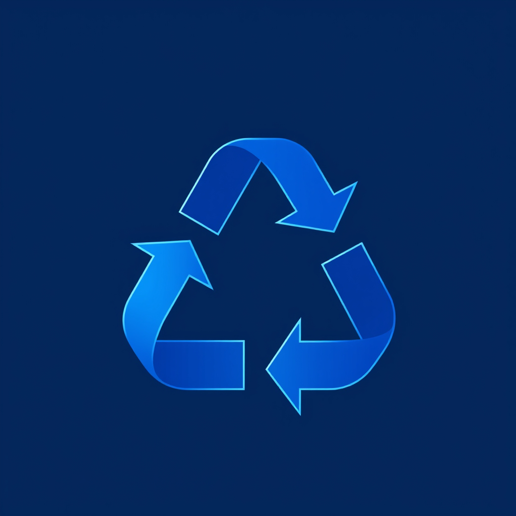 blue elegant recycle icon, 3d, minimal, dark blue background.jpg