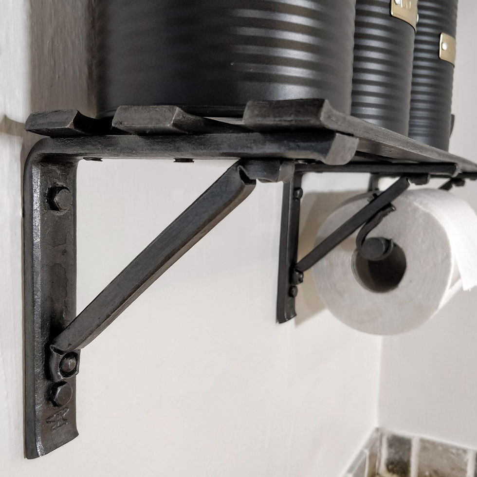 Thumbnail: Slatted kitchen shelf with paper towel holder