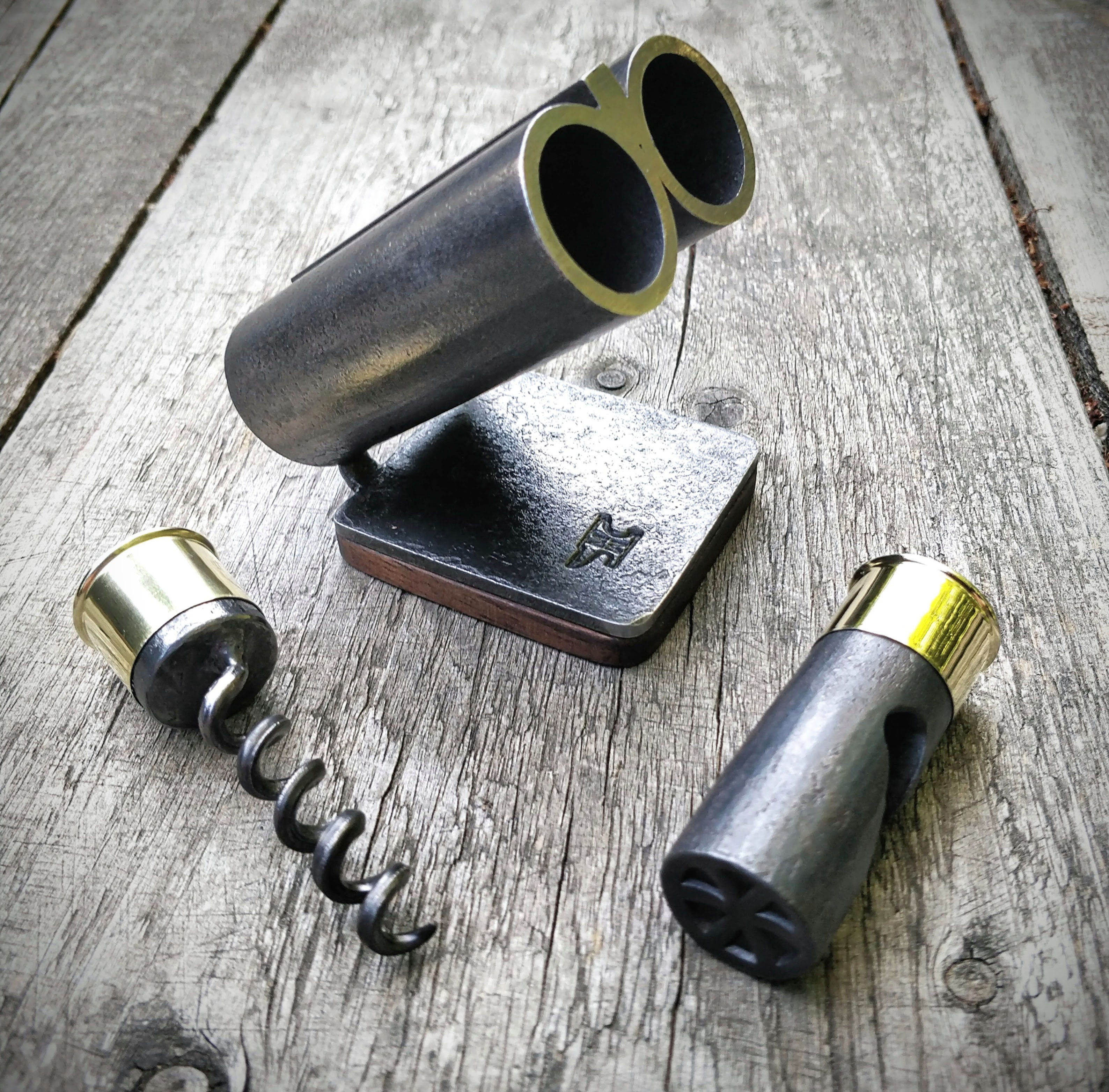 Cartridge bottle opener and corkscrew set