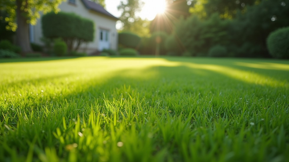 High angle view of a freshly mowed lawn