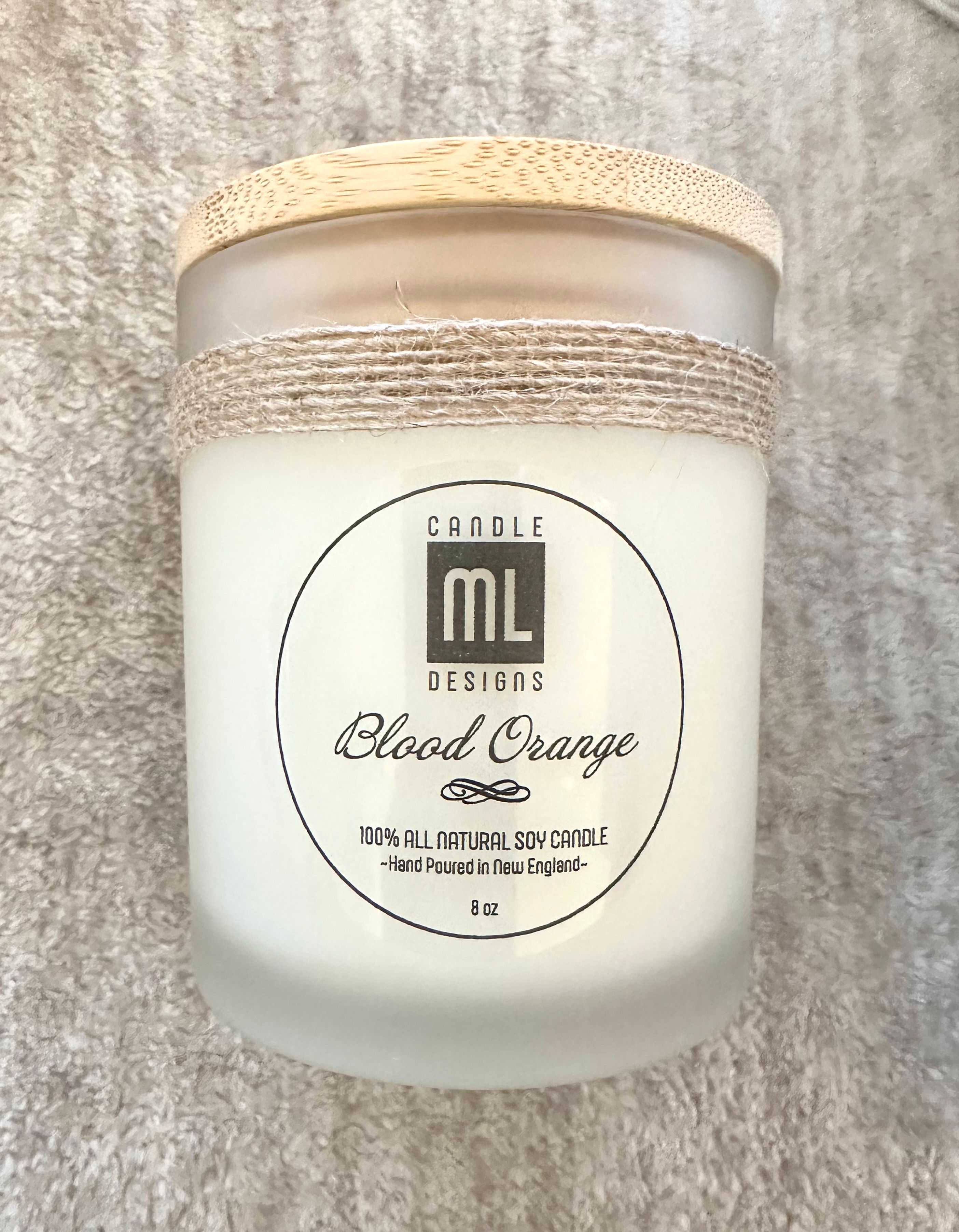 REUSABLE "Blood Orange" All Natural Hand Poured Soy Candle Made In USA, 8oz
