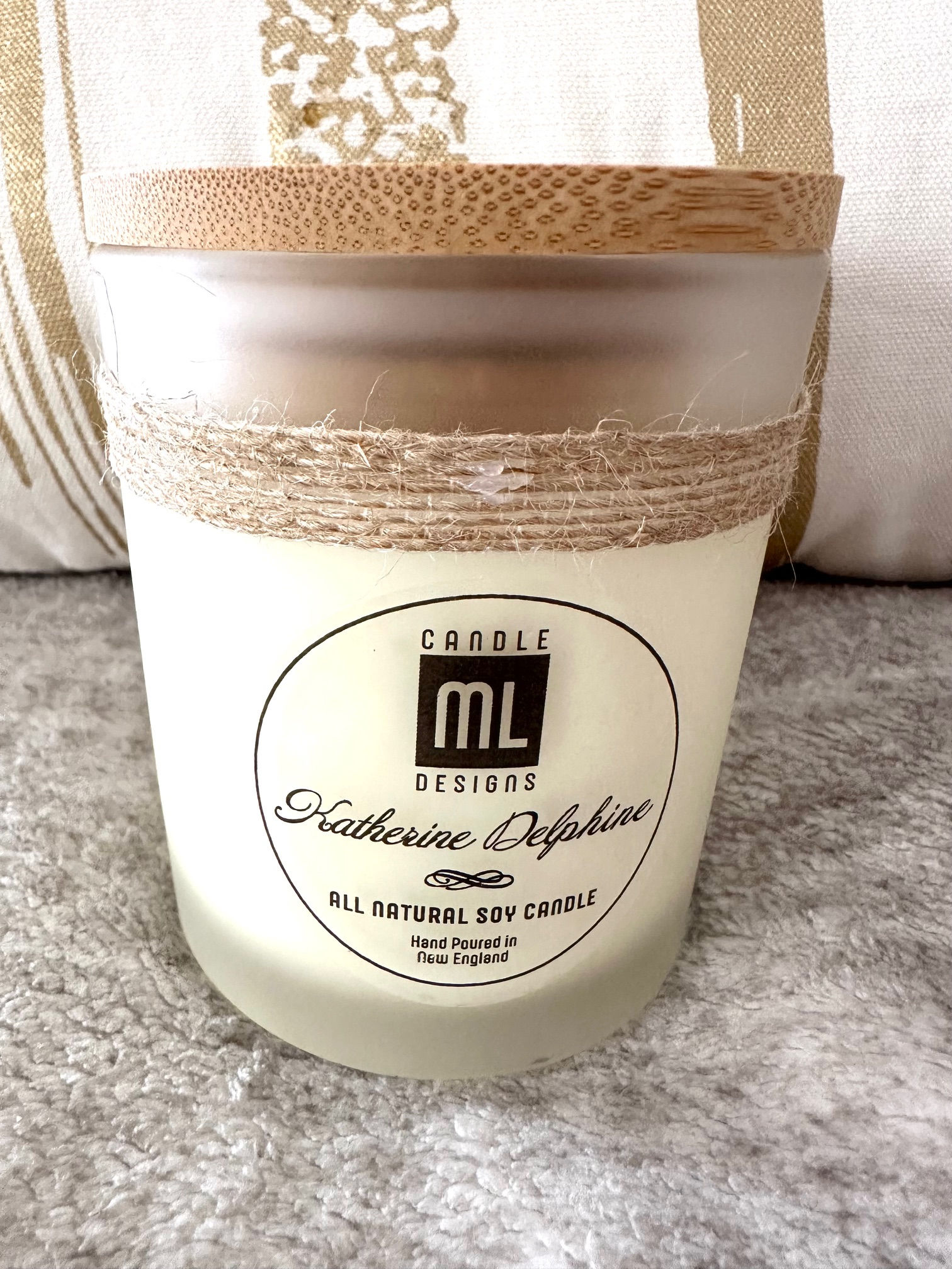 REUSABLE “Katherine-Delphine” All Natural Hand Poured Soy Candle, 8 oz