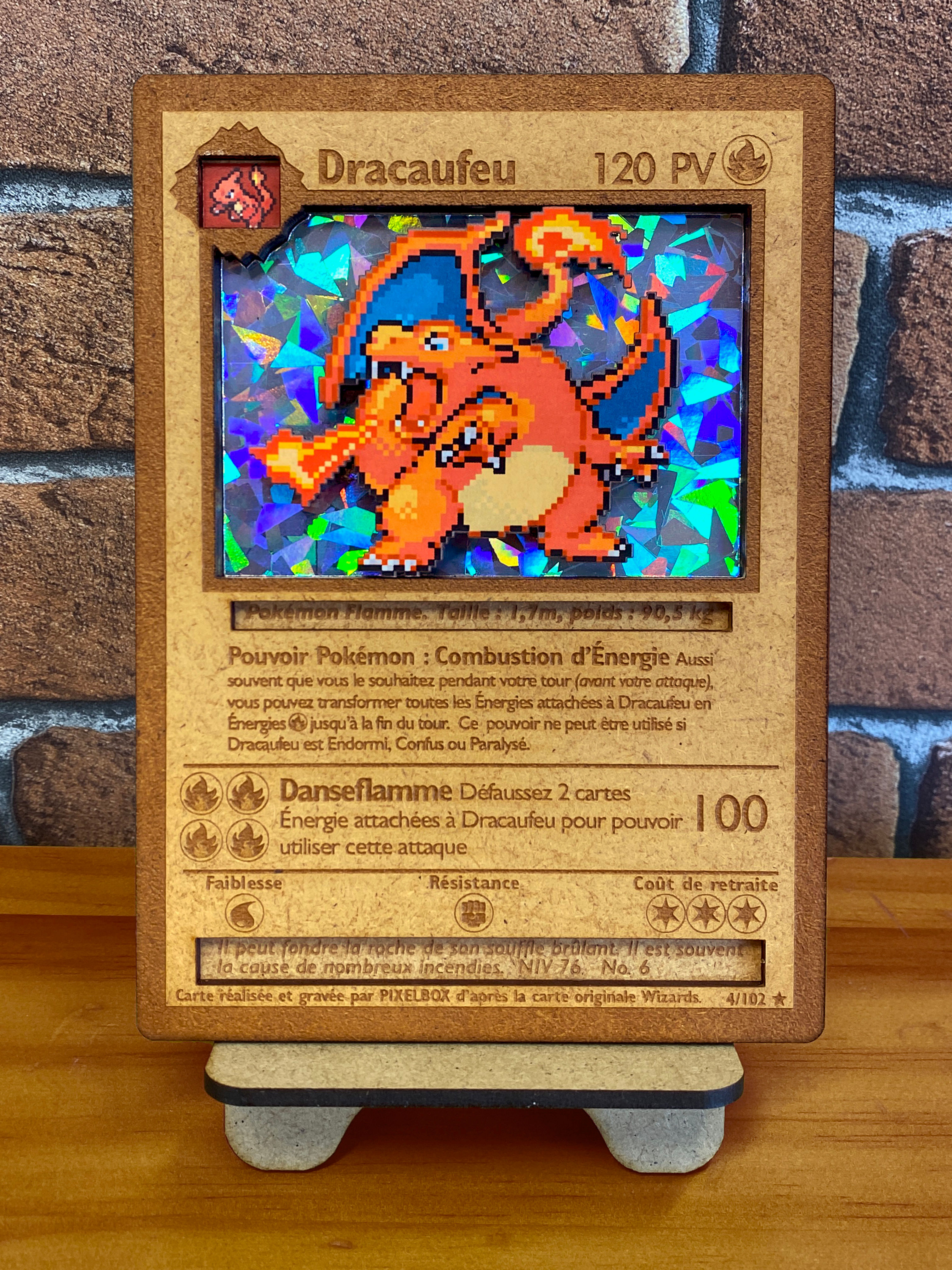 CARTE BOIS POKÉMON - DRACAUFEU