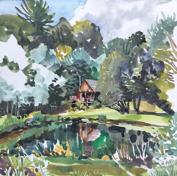 cabin pond Vermont retreat artist life painting
