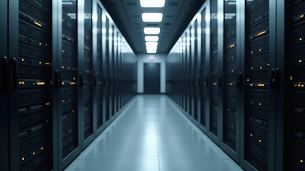 eye-level view of server racks in a data center
