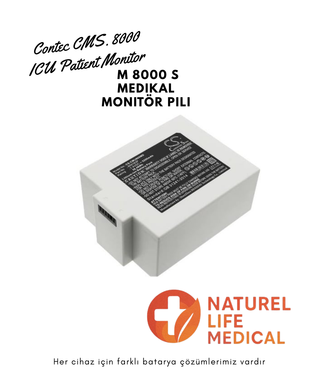 Contec CMS8000 ICU Patient Monitor Meditech M8000S Medikal Monitör Pili