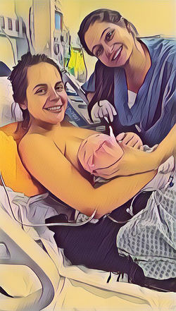 Bruna e Lua no pós parto imediato