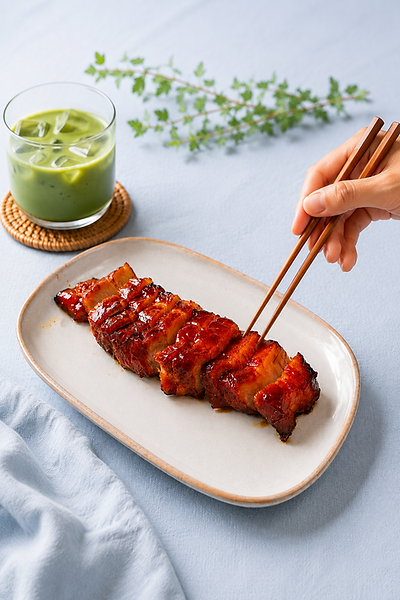 Char siu BBQ pork served at Chi-Bowl Asian Kitchen