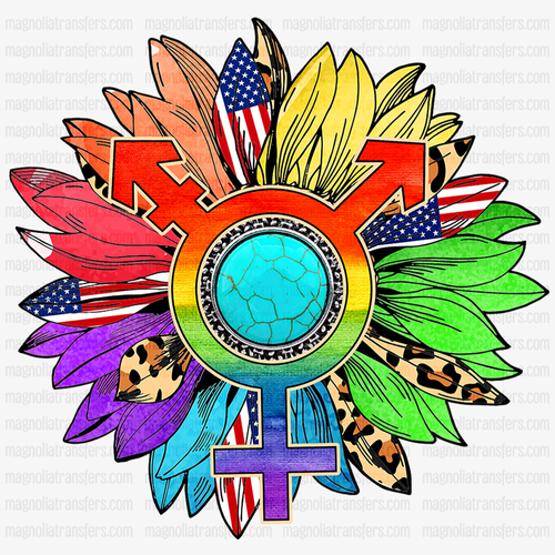 Pride Flower With Gender Circle Pride/LGBTQ+ DTF Transfers Magnolia
