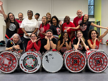 Diverse members in Batala London's Samba Reggae Band