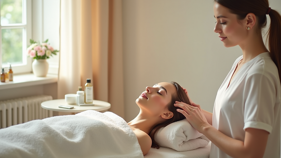 High angle view of a serene room set for skincare treatments