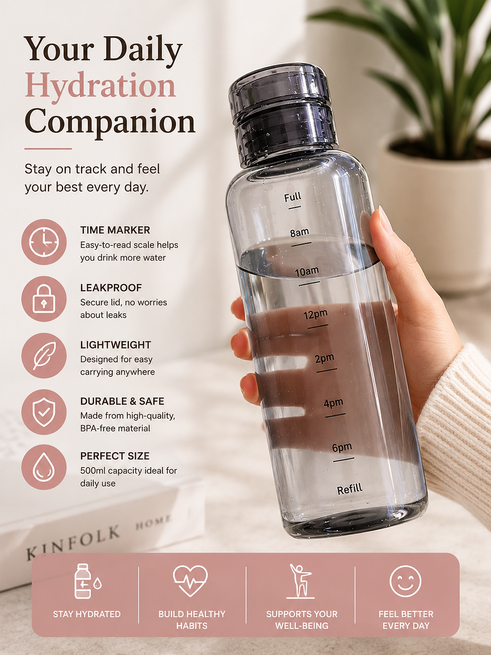 Thumbnail: Aesthetic Water Bottle with Time Marker – Stay Hydrated Daily
